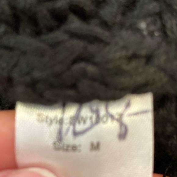 Elan Womens Black V Neck Distressed Sweater w Cream & Orange Border / M / NWT - Picture 11 of 13